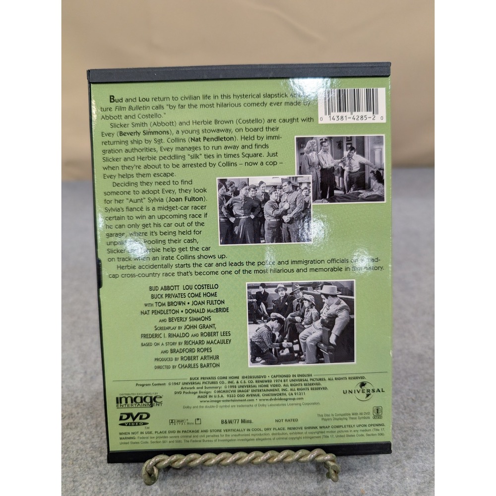 Abbott and Costello Buck Privates Come Home DVD Comedy Movie 1947 B&W ID4285UDVD - Picture 2 of 2